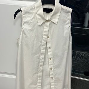 Hatch maternity sleeveless white button down blouse